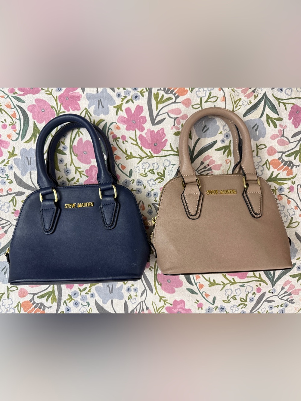 Steve Madden Small Top Handle and Crossbody) Navy & Taupe (Listing is for both)
